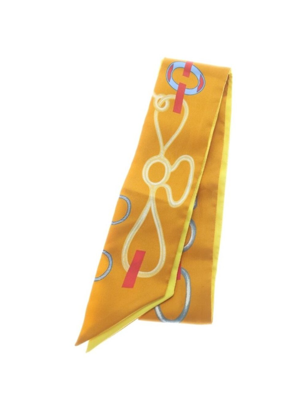 Hermes Twilly Do Re Boucles Dore Boucle Scarf Silk Orange Yellow